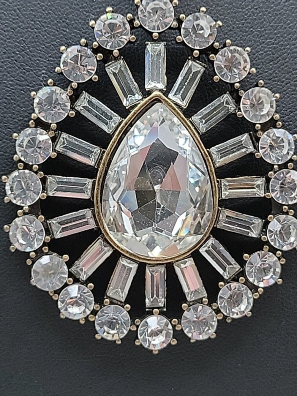 RJ Graziano CN Large Crystal Statement Pendant Necklace 40" Chunky Gold Tone - Picture 6 of 16